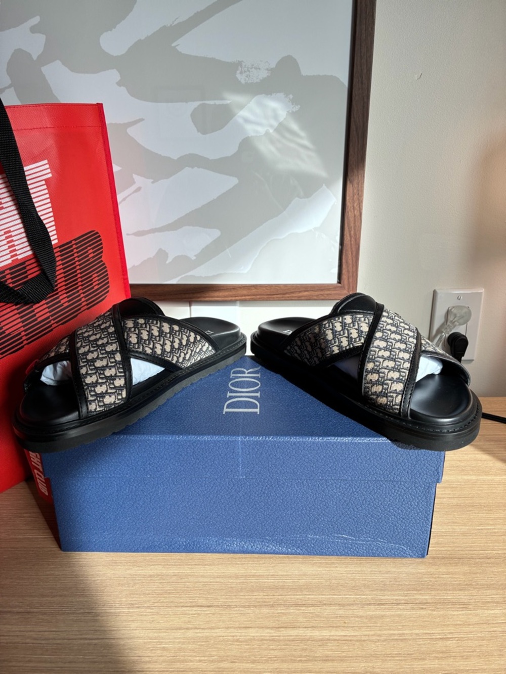 Authentic Dior Aqua beige black slide sandals - Picture 4 of 7